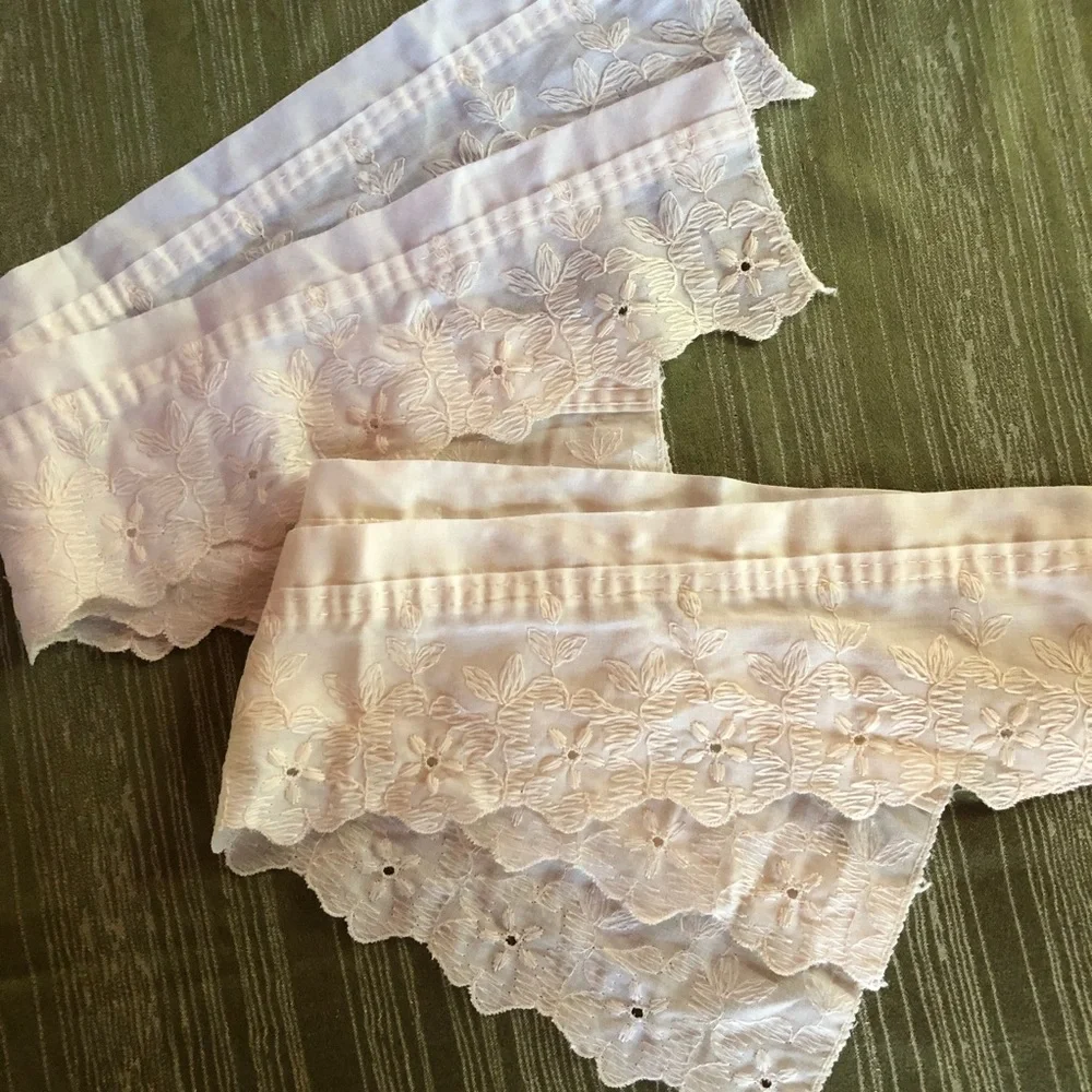 4 ivory cutout embroidered curtain tie backs